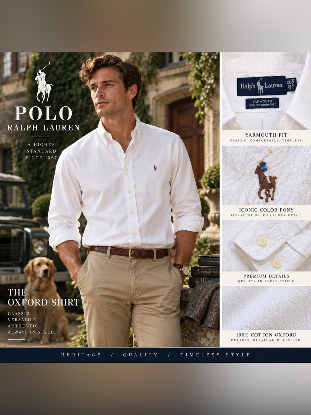 Ralph Lauren White Oxford Button-Down Men’s Shirt
